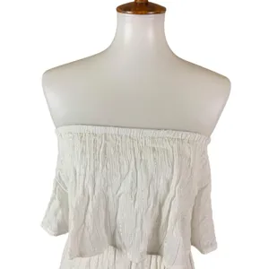 Lulus White Strapless‎ Maxi Dress Metallic Thread Drawstring Waist XS thumbnail 2