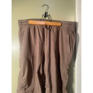 RBX Women's Sz Large Cropped Athletic Pants Brown Gathered Leg High-Rise Stretch thumbnail 2