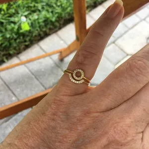 14k Gold Sterling Silver CZ Open Circle Ring Set Size 7 thumbnail 3
