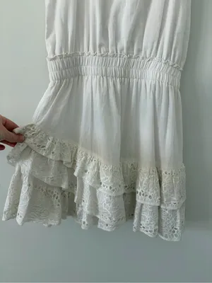 Karina Grimaldi Lucia White Eyelet Sleeveless Tiered Ruffle Skirt Mini Dress S thumbnail 5