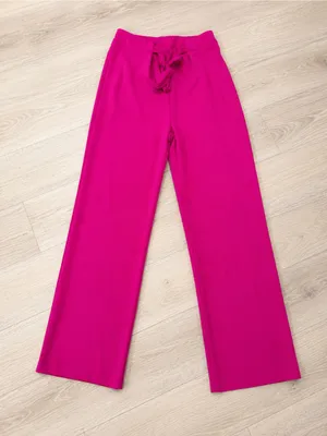 Wide-Leg Tie-Waist Pants in Fuchsia thumbnail 1
