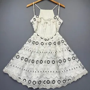 Lovers + Friends White Black Eyelet Lace Fit & Flare Mini Dress XS RN132829 thumbnail 12