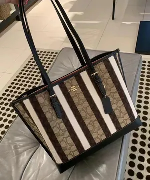 NWT Coach Mollie Tote In Signature Jacquard With Stripes C4088 thumbnail 1