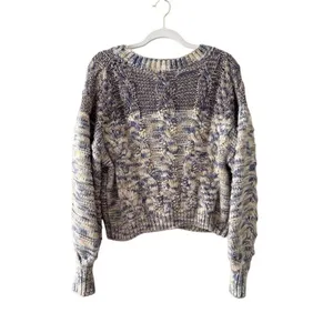 Forever 21 Blue Purple Space Dye Cable Knit‎ Cropped Cardigan Sweater Small thumbnail 6