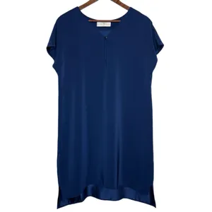 Amanda Uprichard M 100% Liquid Silk‎ Shift Dress Blue Career Office Made In USA thumbnail 3
