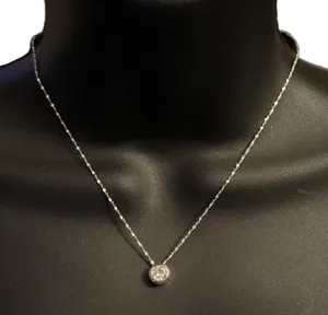 Avon silver tone bezel CZ necklace and earrings set thumbnail 1