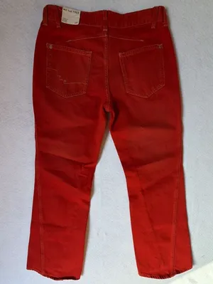 We The Free Tomato Red Zip Pocket Moto Utility Jeans Size 29 thumbnail 3