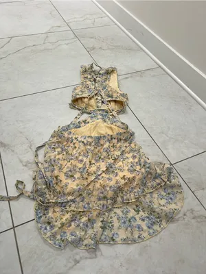 ASTR The Label Yellow Floral Cut Out Mini Dress Size Small thumbnail 5