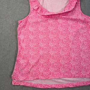 Crown & Ivy Ruffle Collar Sleeveless Blouse Womens Large Pink/White Floral thumbnail 4