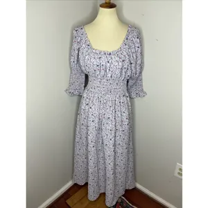 Tuckernuck Hyacinth House Lilac Ruched Neck Cali Midi Dress Small S‎ thumbnail 3