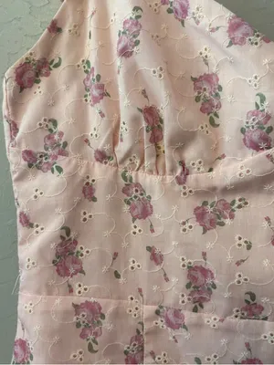Princess Polly light pink floral eyelet sleeveless ruffle strap sundress size 6 thumbnail 5
