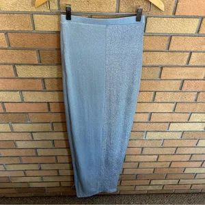NWT NAKED WARDROBE On The Glow Skirt In Blue Glitter Maxi Slit Size Small thumbnail 3