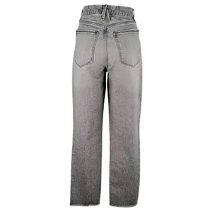 Good American The Weekender Black Denim Jeans 6/28 Straight Frayed High Rise thumbnail 3