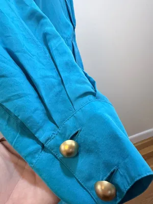 Drapey Wrap 100% Silk 80s Vintage Working Girl Dress Turquoise Sz 8 thumbnail 9