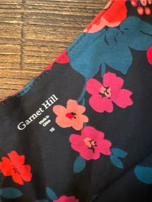 Garnet Hill Floral Maxi Dress Womens 16‎ Black Sleeveless V-Neck Jersey NWOT thumbnail 6