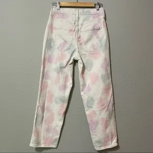 Universal Threads Vintage Straight White Pink & Blue Jeans Womens 2 Polka Dot thumbnail 7