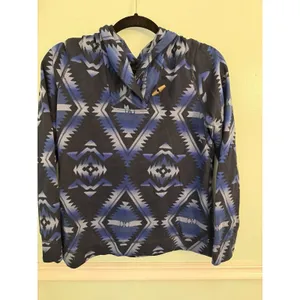 Chaps Women’s Sweatshirt Southwestern Diamond Shawl Neck Blue‎ Black L thumbnail 2