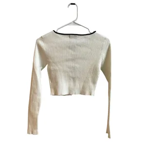 Edikted Bow Front Top Womens Small White Coquette Balletcore Ribbed‎ Long Sleeve thumbnail 5