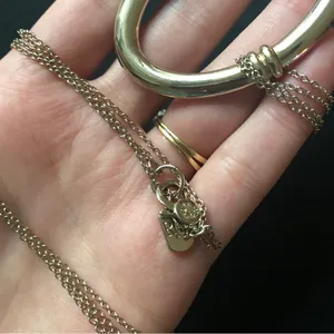Lauren Ralph Lauren light gold tone LONG double chain necklace with pendant thumbnail 6