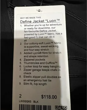 Define Jacket Luon Lululemon Black thumbnail 4
