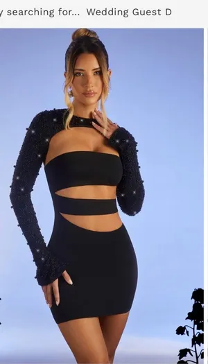 Oh Polly Embellished Long Sleeve Mini Dress w/ Cutout thumbnail 1
