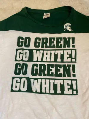 Victoria’s Secret PINK green white MSU Michigan State Spartans t-shirt tee small thumbnail 3