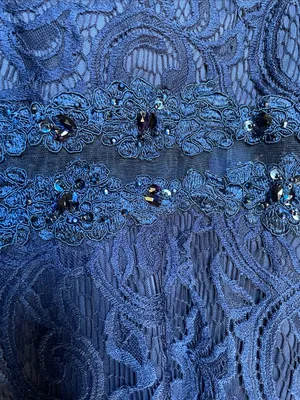 CINDERELLA DIVINE Navy Blue Lace Formal Maxi Dress Size Large thumbnail 14