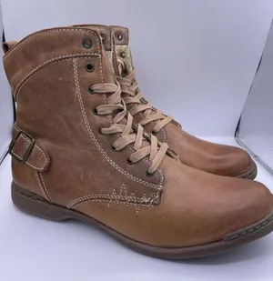 Steve Madden leather fur fleece lined tan lace up boots Size 9 thumbnail 3