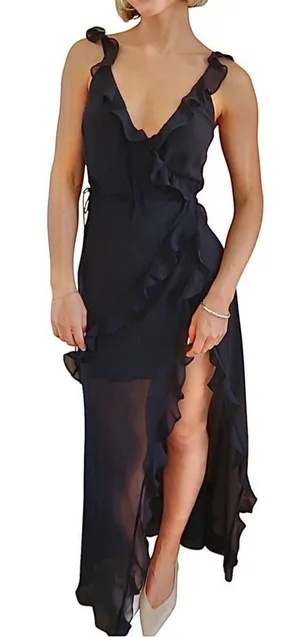 Rumored Just Like‎ Heaven Maxi Long Dress MEDIUM Black Coverup Sheer thumbnail 1
