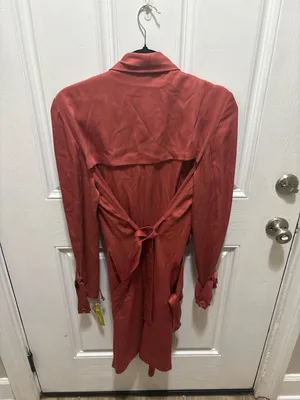 Gianni Bini Cinnamon French Twist Open Front Drape Long Trench Jacket thumbnail 7