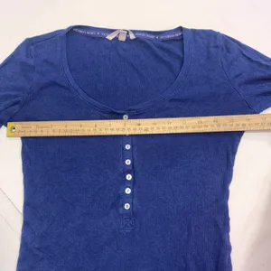 Vintage Victoria's Secret Henley‎ Ribbed Y2K Navy Thermal Long Sleeve Shirt XS thumbnail 4