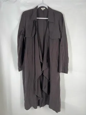 Garnet Hill Silk Linen Lightweight Draped Front Long Topper Coat Size 6 thumbnail 2