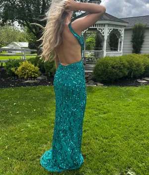 Sherri Hill Prom Dress blue/green sequin. thumbnail 4