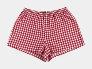 Colsie Gingham Pajama Shorts Red White Check Lace Trim Women's Medium Sleepwear thumbnail 1