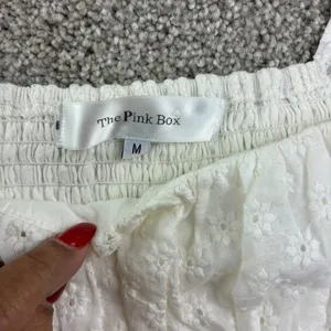 White Eyelet Embroidered Puff Sleeve Crop‎ Top Juniors M Cottagecore Coquette thumbnail 4