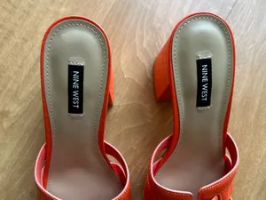 Nine West Women’s Kaelyn Square Toe Slip On Heel Sandals, Dark Orange, Size 8.5 thumbnail 3