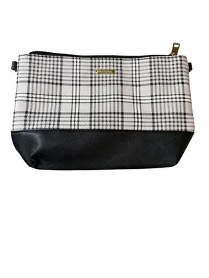 Elim & Paul Black White Check Lattice Pattern Shoulder Tote Handbag Purse Set thumbnail 4