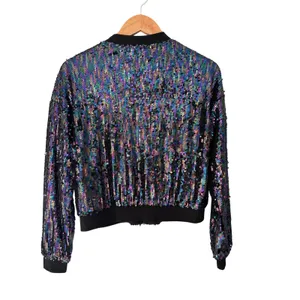 Allegra K Iridescent Sequin Bomber Jacket | Size Small thumbnail 2