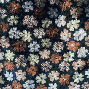 Madewell Velvet Split Sleeve Ruffle Hem‎ Floral Top Black Brown K2795 XS thumbnail 5