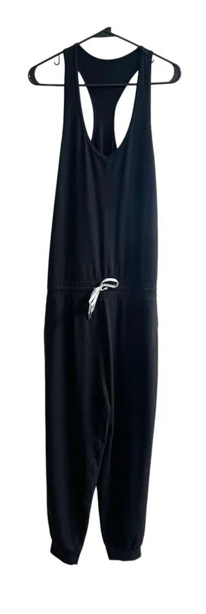 Vuori Lux Luna Workout Racerback Athletic Lounge Jogger Jumpsuit Black Medium thumbnail 1