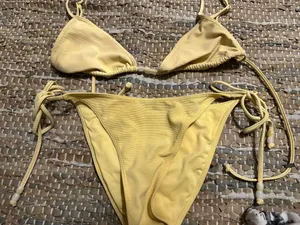 Anthropologie Wilo yellow swimsuit two piece thumbnail 2