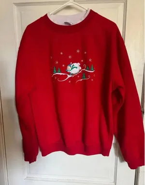 Vintage Easy Comforts Red Winter Snowman Christmas Holiday Sweatshirt‎ thumbnail 1