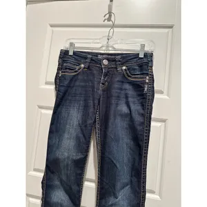 Silver Jeans Co Frances 18" Slim Bootcut Dark Wash Denim Jeans 25 Western Grunge thumbnail 2