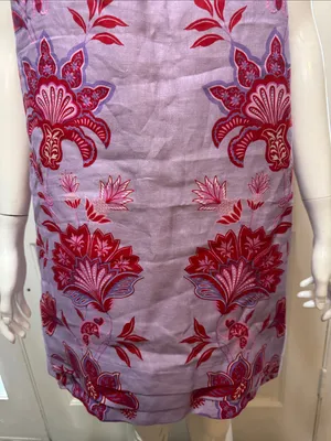 Farm Rio Porcelain Garden Linen Sleeveless Lavender Floral Embroidery Dress S M thumbnail 4