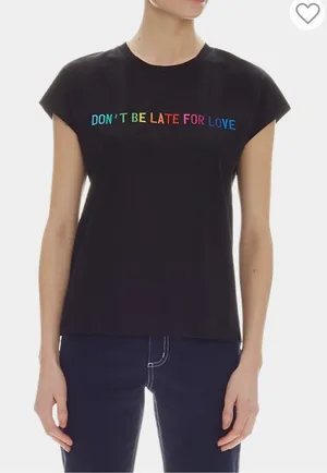Sandro Zoelie Embroidered Slogan T-Shirt Don't‎ Be Late For Love Embroidered thumbnail 1