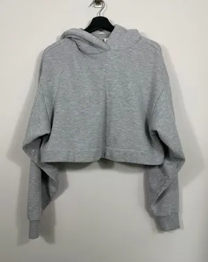 Alo Yoga Bae Hoodie Gray Cropped Oversized Pullover Sweatshirt Size S thumbnail 1