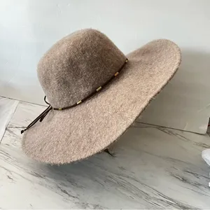 Something Special Floppy Wide Brim Wool Hat Brown Tan thumbnail 4