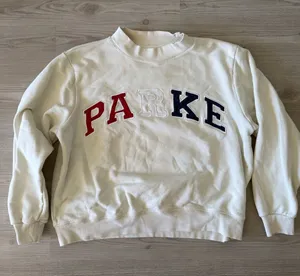 Parke Fourth Of July Drop Mockneck Sweater with Red, White & Blue Lettering thumbnail 1
