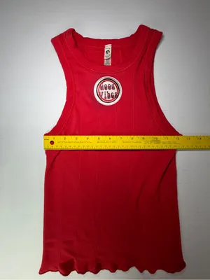 Intimately free people Red Ribbed Tank Top with Good Vibes Patch - Women thumbnail 4