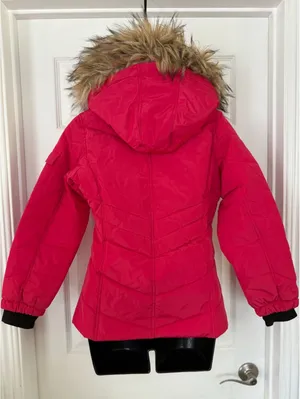 **SALE TODAY ONLY** DKNY pink hooded puffer jacket with faux fur trim thumbnail 3